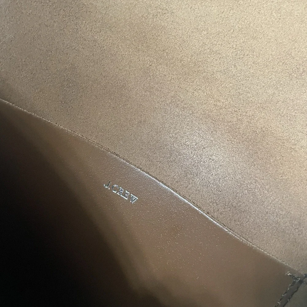 J CREW Brown Smooth‎ Leather Structured Flap Closure Envelope Clutch Monogrammed